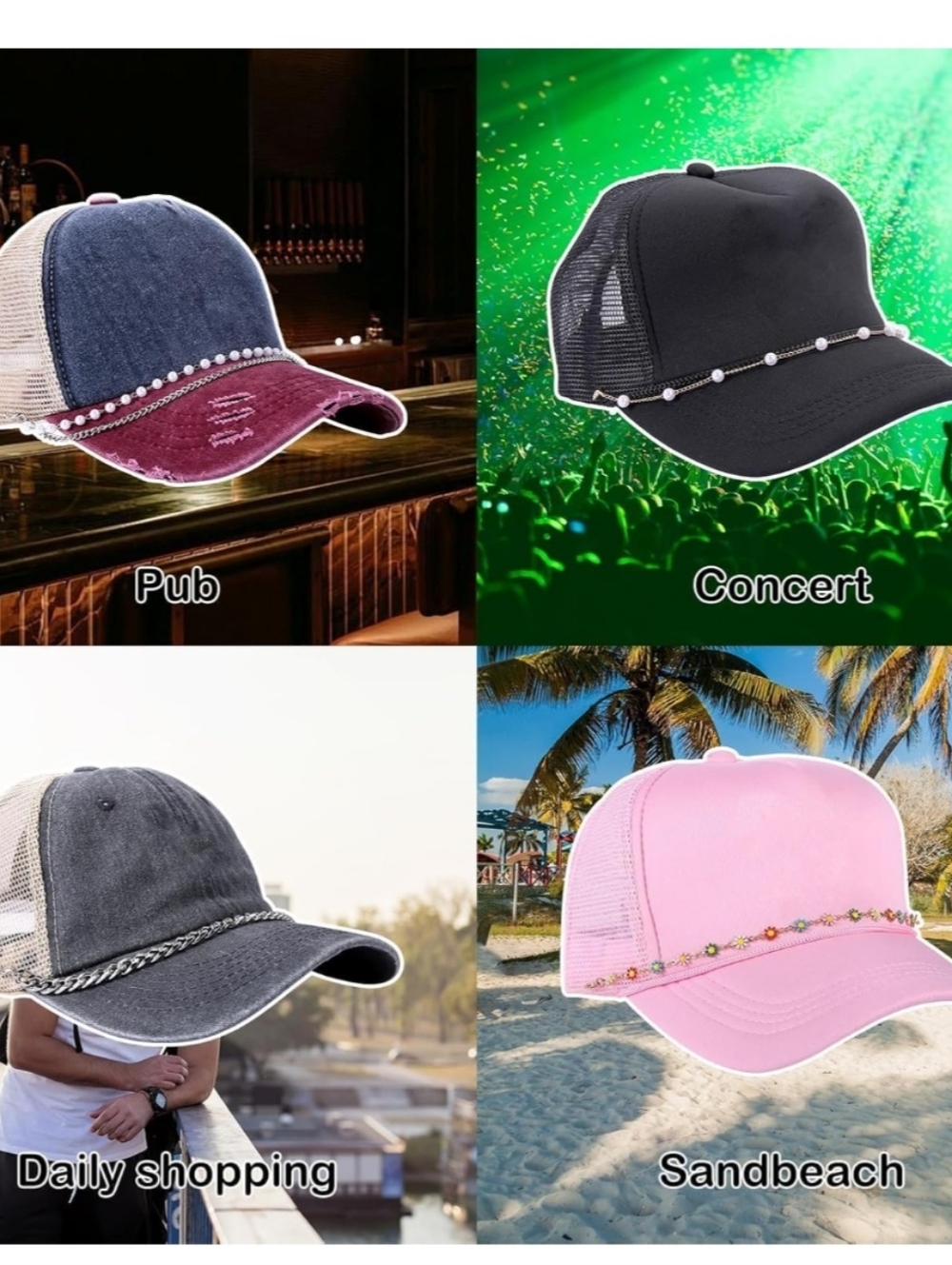 14 Piece Vibrant DIY Trucker Hat & Cap Charm Detachable Chains - Picture 6 of 9